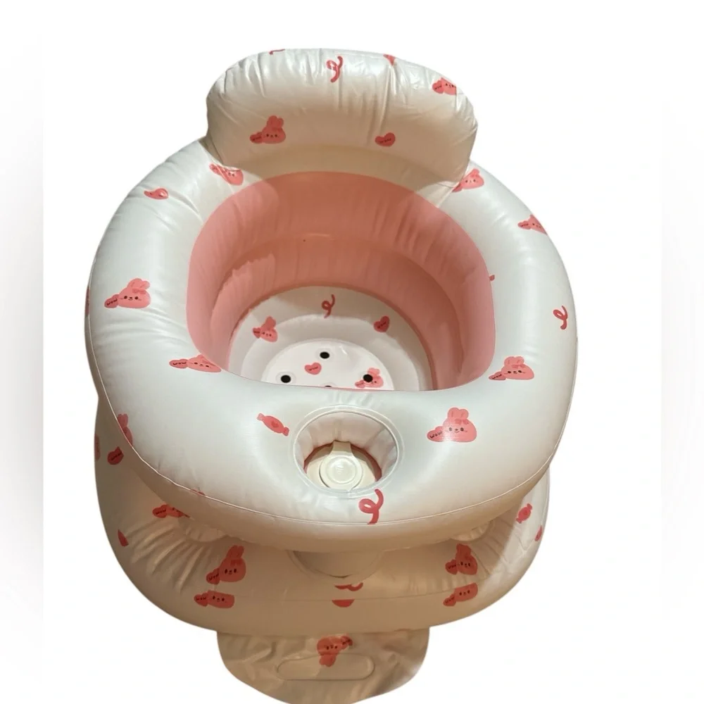 Inflatable Baby Bath Seat | Soft Support | Pink & White | Like New